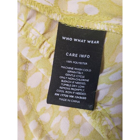 Who What Wear Yellow & White Print Ruffle Collar Button Sleeves Dress Size 3X - Picture 6 of 7